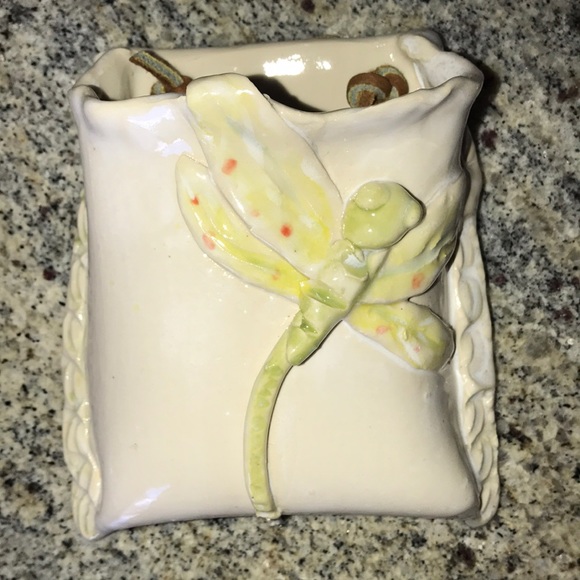 PAIR Ceramic Dragonfly Wall Pockets - Picture 3 of 9